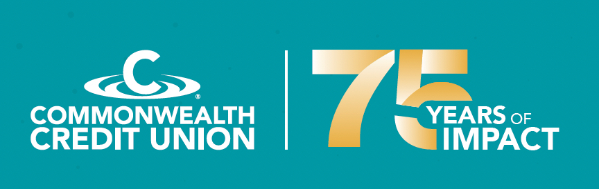 Commonwealth Credit Union 75 Year Anniversary logo. 