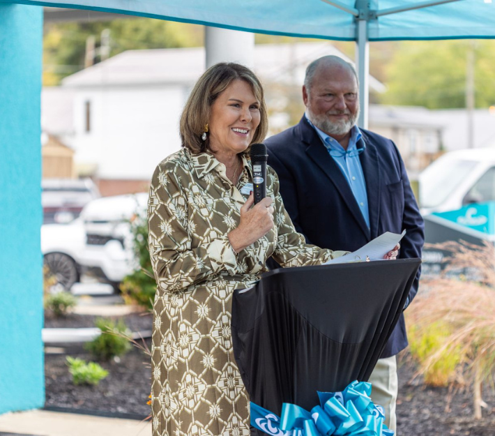Karen giving speech at Prestonsburg Grand Opening