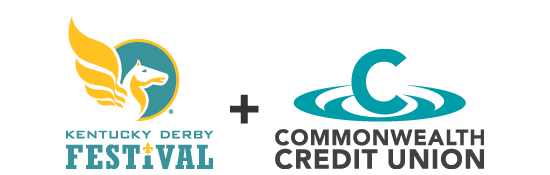 Image of Kentucky Derby Festival logo and Commonwealth Credit Union logo with a plus symbol in between the two.