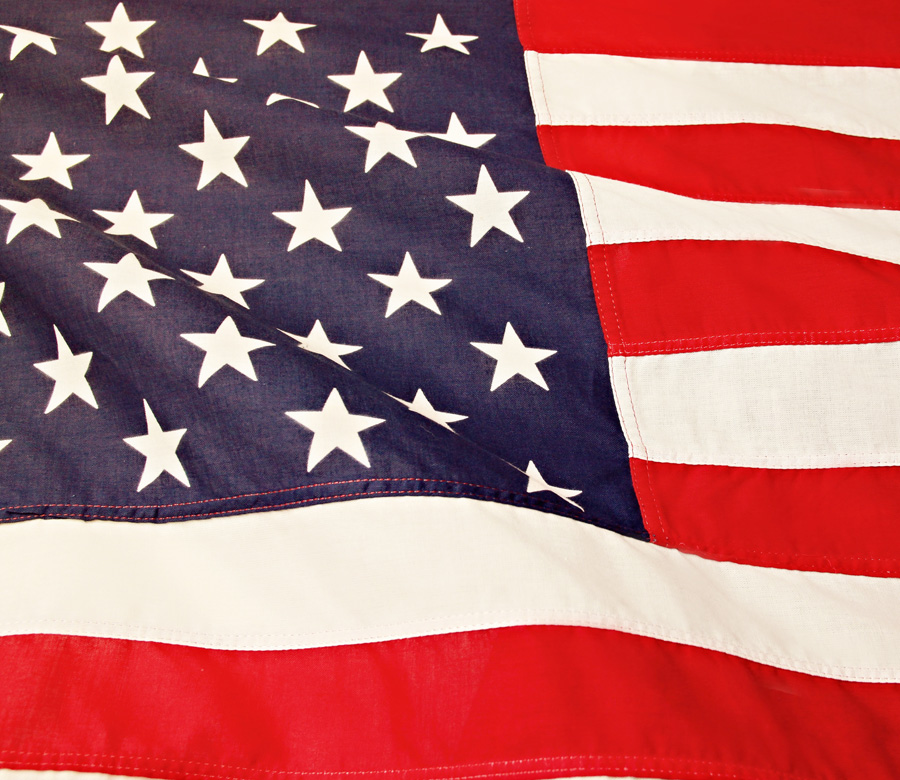 Close up image of an American flag