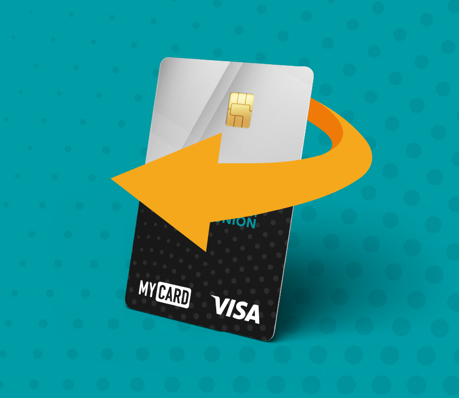 Image of a CCU Visa with Flip the Balance graphic