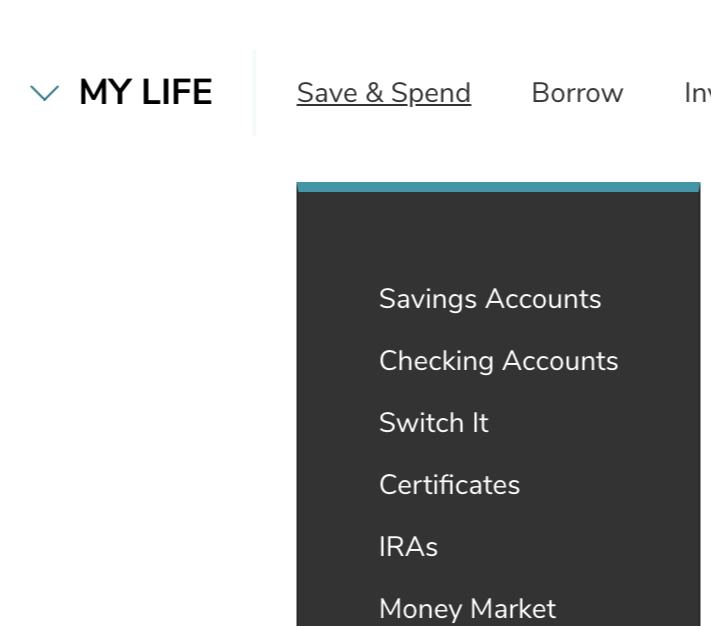 Animated image of navigating the website's header.
