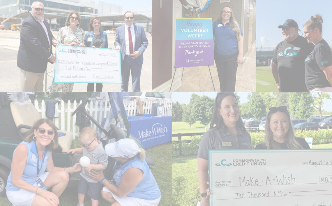 Collage of images showing CCU's work in the community
