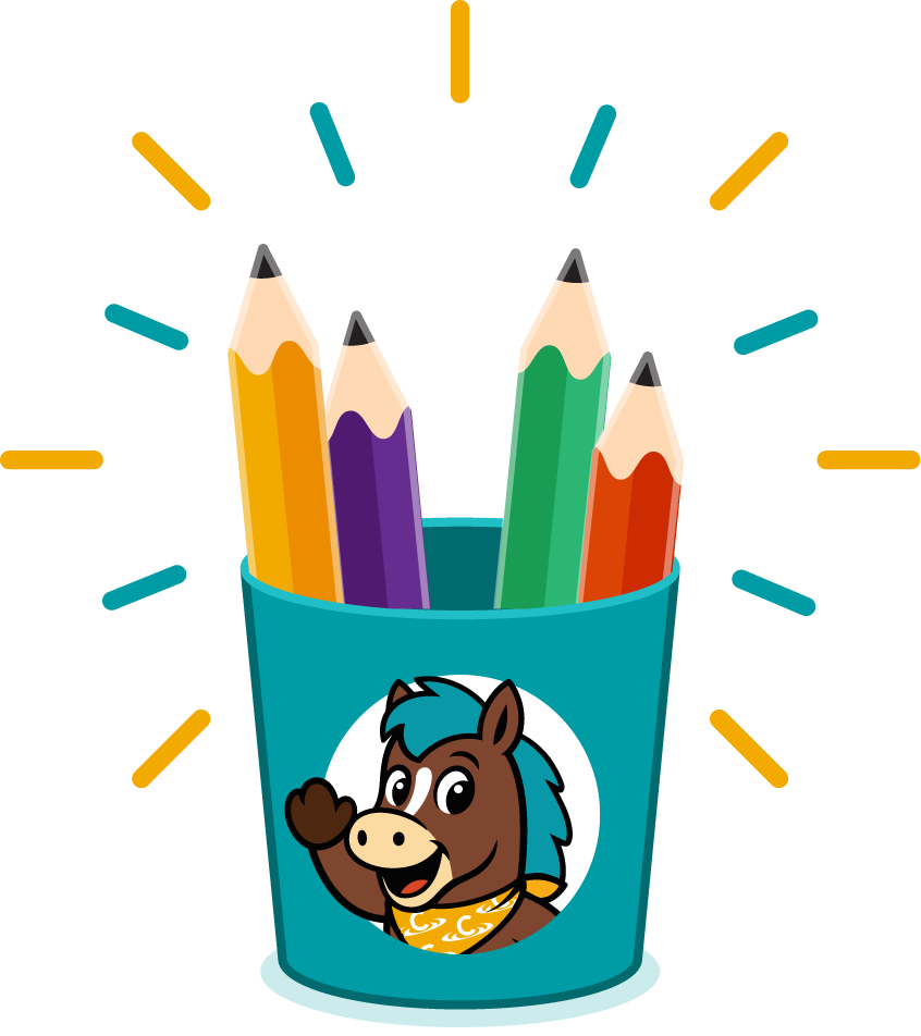Illustration of a cup with Ripples on the front and pencils in it