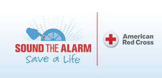 Graphic image containing "Sound the Alarm" logo and American Red Cross logo.