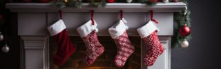 Stockings hung with care on the fireplace.