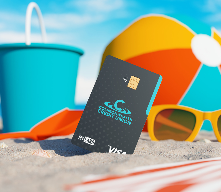 Slider image depicting a CCU MY Card on a beach