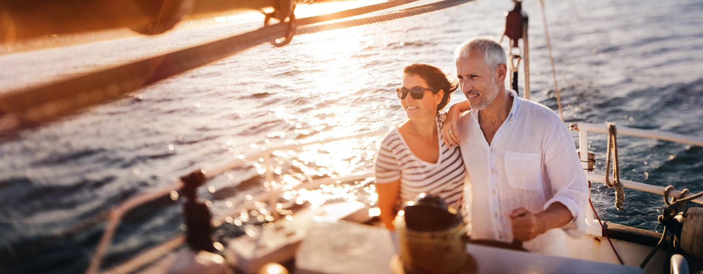 Man and woman on a boat together.