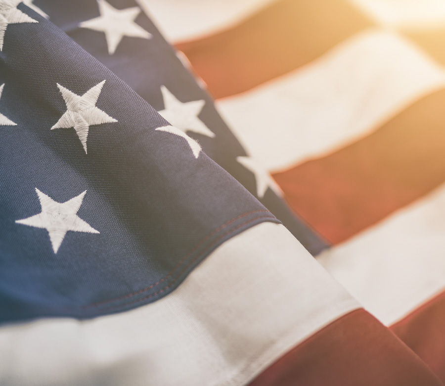 Up close image of an American flag
