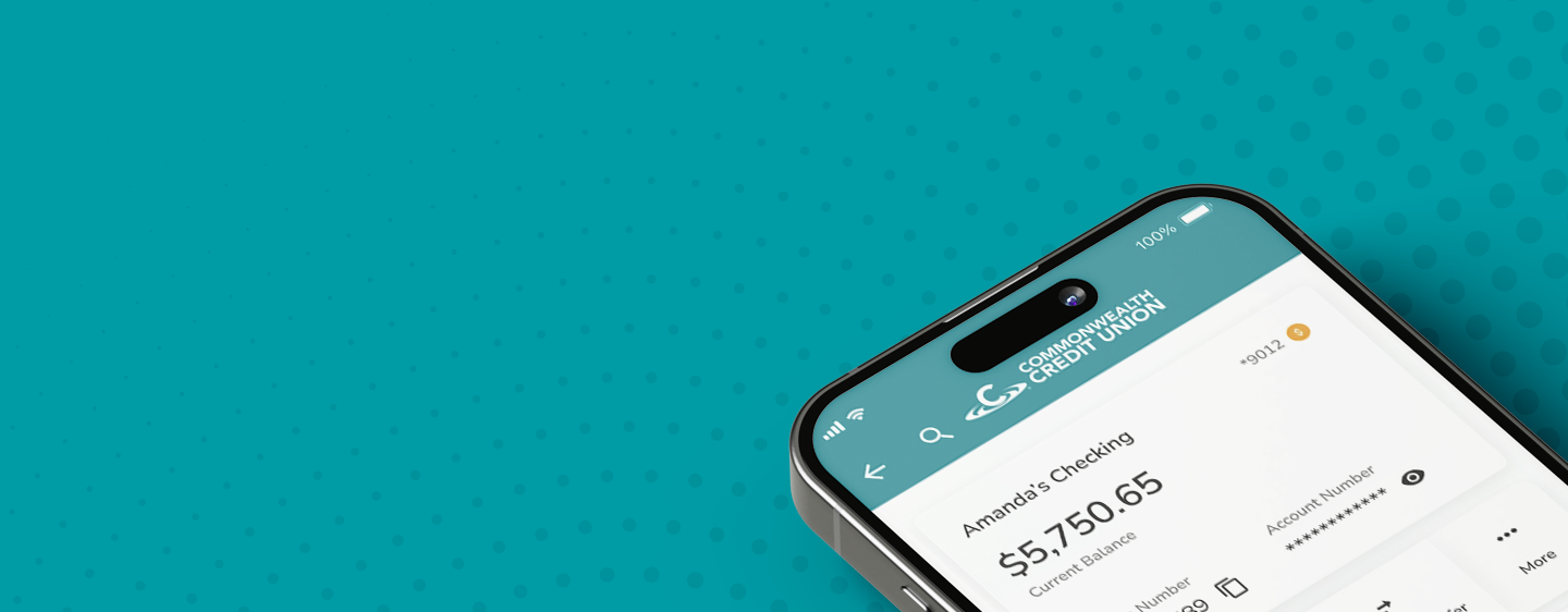 Image of the top of a phone with the CCU logo on it peeking up from the bottom right of the image